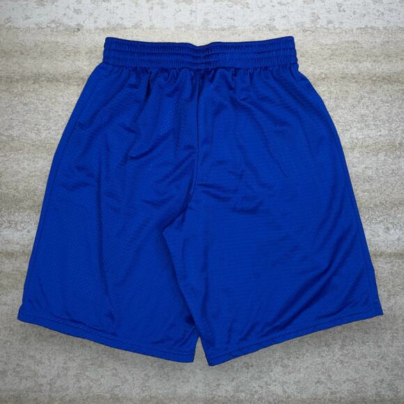 Vintage Y2K Under Armour Gym Shorts Mens S Royal Blue Polyester White 10" Inseam - Picture 2 of 3